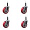 Service Caster 4'' Red Poly Wheel Swivel 3/4'' Expanding Stem Caster Set, 4PK SCC-EX20S414-PPUB-RED-34-4 - alternate 1